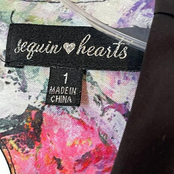 Sequin Hearts 2 Piece Party Dress Crop Top Floral Skirt Size 1 - Picture 10 of 16